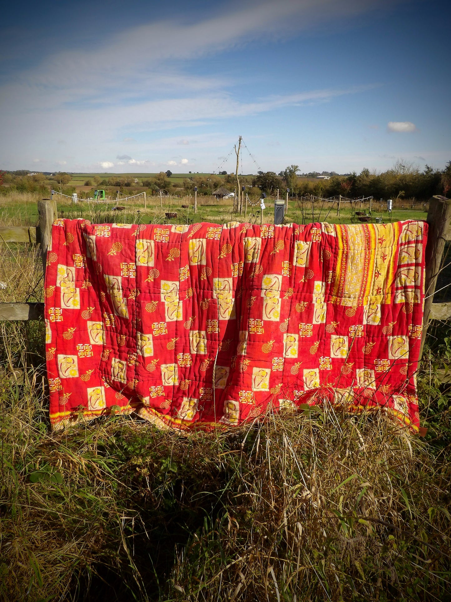 Kantha Quilted Throw - Flowers