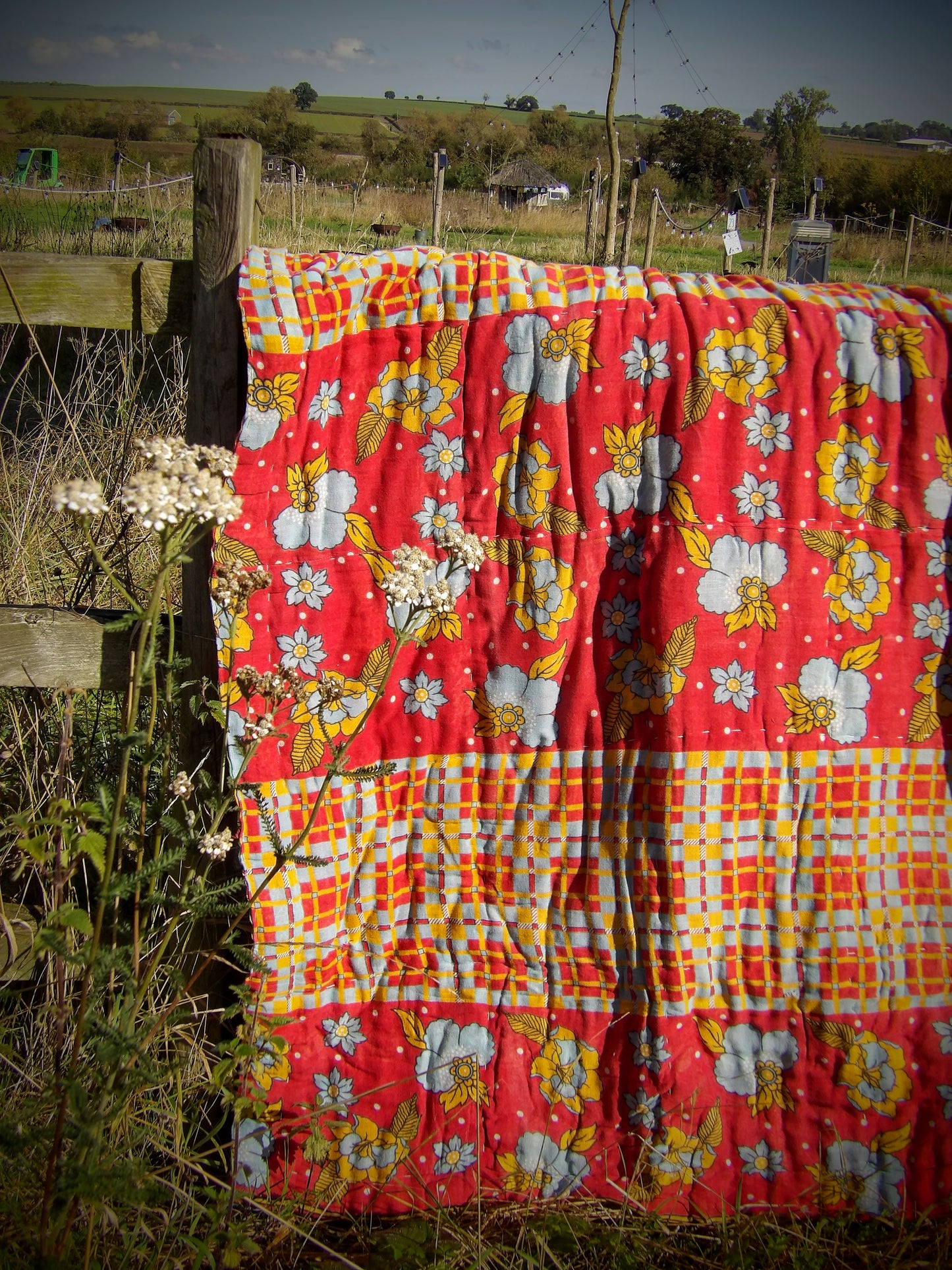 Kantha Quilted Throw - Lines