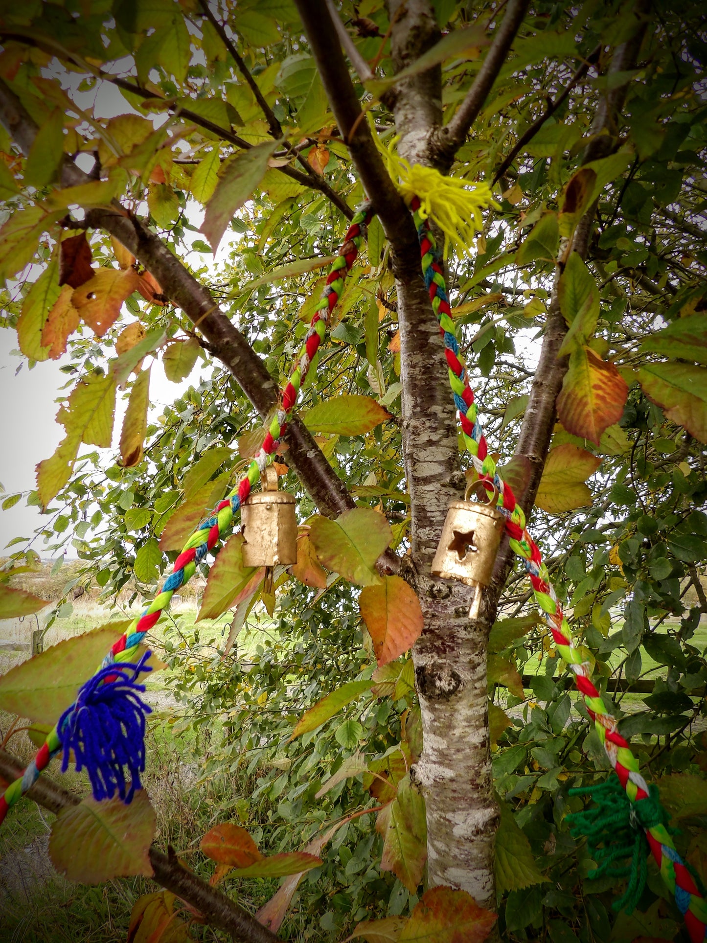 Braided Recycled Sari Garland With Bells