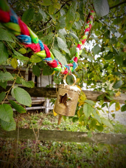 Braided Recycled Sari Garland With Bells