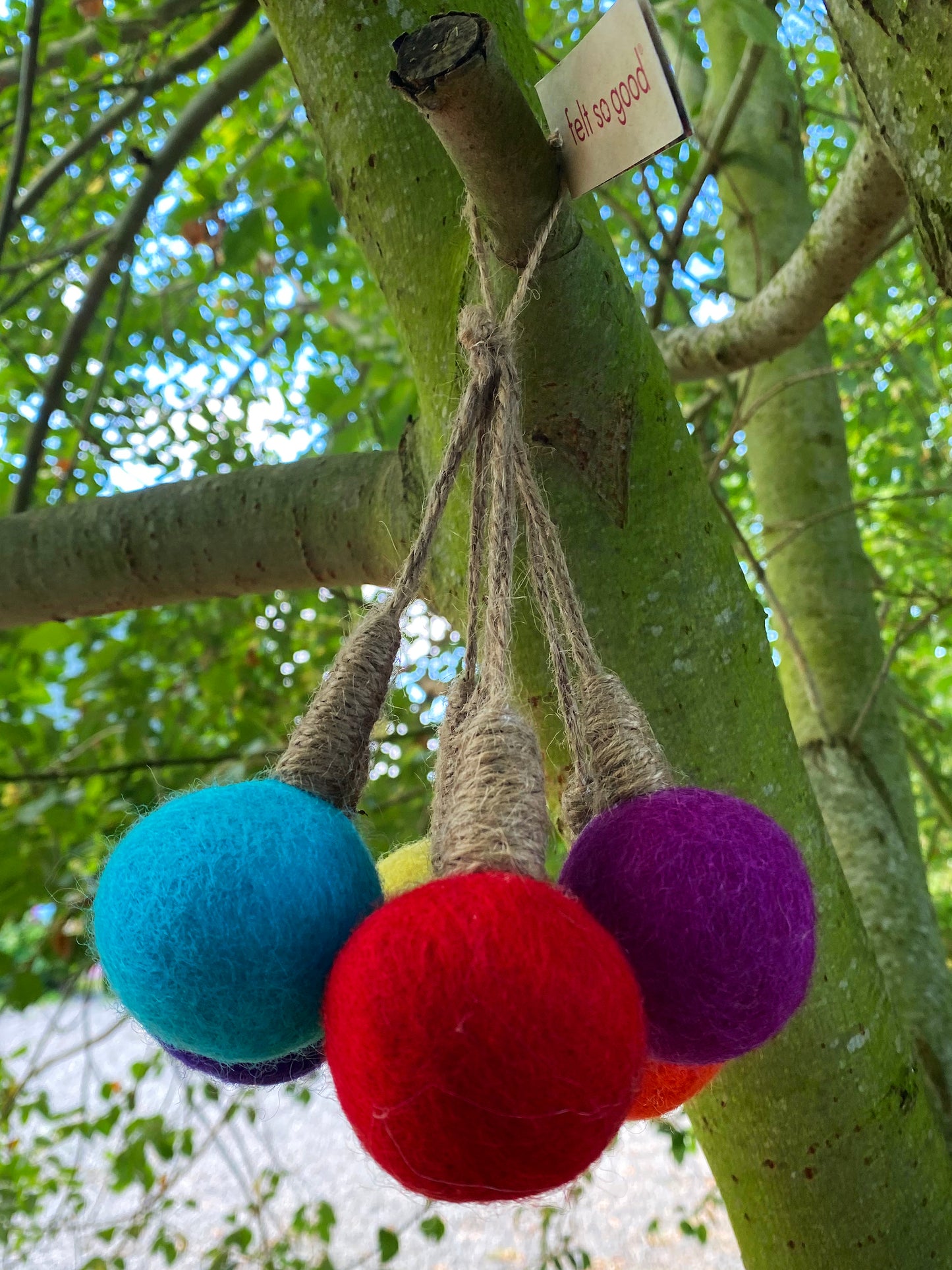 Handmade Felt Hanging Bulbs Set of 7 Christmas Decorations